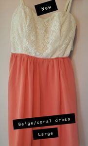 Beige/Coral Dress